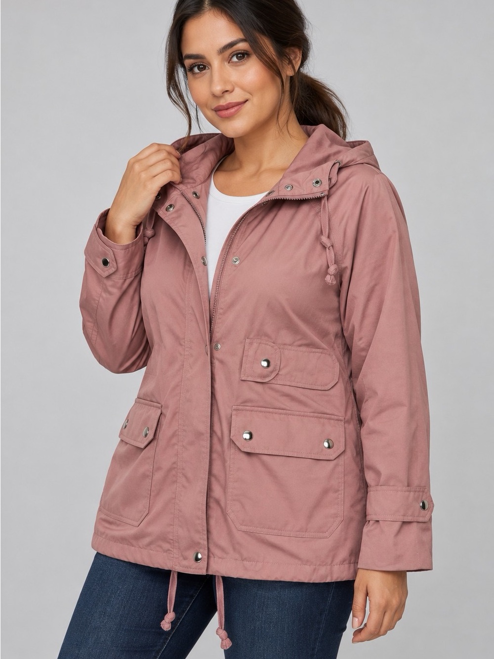 jcpenney Mauve Hooded Utility Jacket
